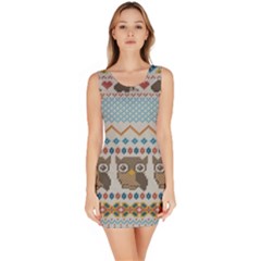 Fabric Texture With Owls Bodycon Dress by Vaneshart