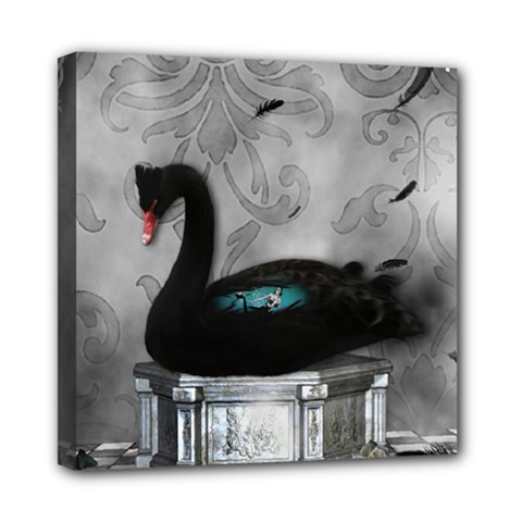 Wonderful Black Swan With Dark Mermaid Mini Canvas 8  X 8  (stretched) by FantasyWorld7
