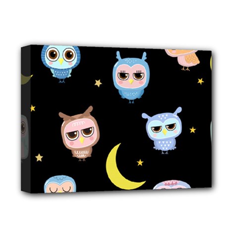 Cute Owl Doodles With Moon Star Seamless Pattern Deluxe Canvas 16  X 12  (stretched)  by Vaneshart