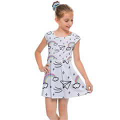 Cute Art Print Pattern Kids  Cap Sleeve Dress by Vaneshart