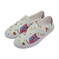 Forest Seamless Pattern With Cute Owls Women s Canvas Slip Ons by Vaneshart