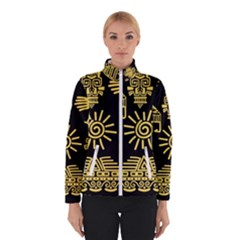 Maya Style Gold Linear Totem Icons Winter Jacket by Vaneshart