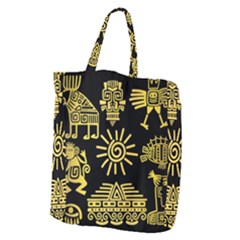 Maya Style Gold Linear Totem Icons Giant Grocery Tote by Vaneshart
