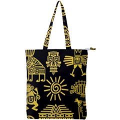 Maya Style Gold Linear Totem Icons Double Zip Up Tote Bag by Vaneshart