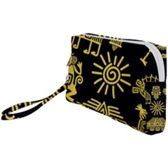 Maya Style Gold Linear Totem Icons Wristlet Pouch Bag (small) by Vaneshart