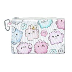 Cute Doodle Cartoon Seamless Pattern Canvas Cosmetic Bag (large) by Vaneshart