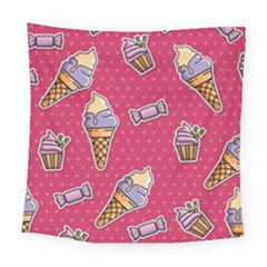 Seamless Pattern Patches With Ice Cream Square Tapestry (large)