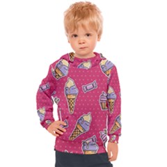 Seamless Pattern Patches With Ice Cream Kids  Hooded Pullover by Vaneshart