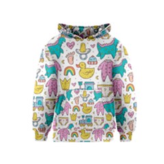 Baby Care Stuff Clothes Toys Cartoon Seamless Pattern Kids  Pullover Hoodie by Vaneshart