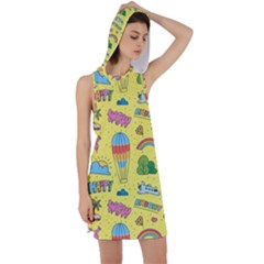 Travel Pattern Racer Back Hoodie Dress by Vaneshart