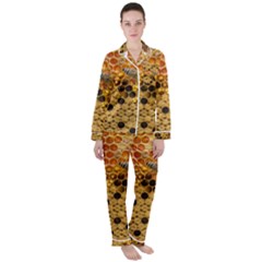 Top View Honeycomb Satin Long Sleeve Pyjamas Set by Vaneshart