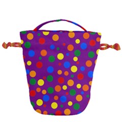 Gay Pride Rainbow Multicolor Dots Drawstring Bucket Bag