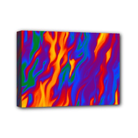 Gay Pride Abstract Smokey Shapes Mini Canvas 7  X 5  (stretched) by VernenInk