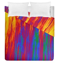 Gay Pride Rainbow Vertical Paint Strokes Duvet Cover Double Side (queen Size) by VernenInk