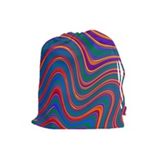 Gay Pride Rainbow Wavy Thin Layered Stripes Drawstring Pouch (large) by VernenInk