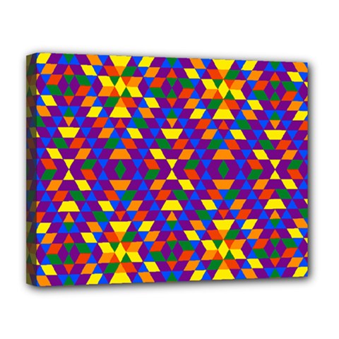 Gay Pride Geometric Diamond Pattern Canvas 14  X 11  (stretched) by VernenInk