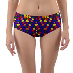 Gay Pride Geometric Diamond Pattern Reversible Mid-waist Bikini Bottoms by VernenInk
