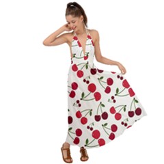 Cute Cherry Pattern Backless Maxi Beach Dress by TastefulDesigns
