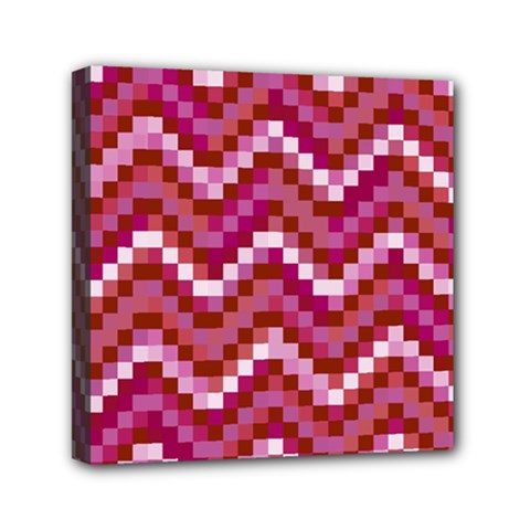 Lesbian Pride Pixellated Zigzag Stripes Mini Canvas 6  X 6  (stretched) by VernenInk