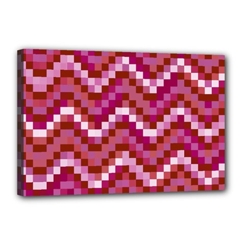 Lesbian Pride Pixellated Zigzag Stripes Canvas 18  X 12  (stretched) by VernenInk