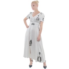 Love Symbol Drawing Button Up Short Sleeve Maxi Dress by dflcprintsclothing