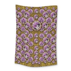 Gold Plates With Magic Flowers Raining Down Small Tapestry by pepitasart