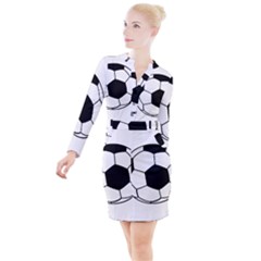 Soccer Lovers Gift Button Long Sleeve Dress by ChezDeesTees