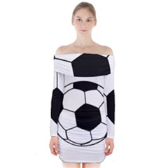 Soccer Lovers Gift Long Sleeve Off Shoulder Dress by ChezDeesTees