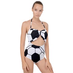 Soccer Lovers Gift Scallop Top Cut Out Swimsuit