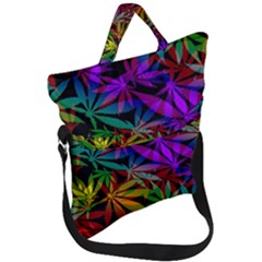Ganja In Rainbow Colors, Weed Pattern, Marihujana Theme Fold Over Handle Tote Bag by Casemiro