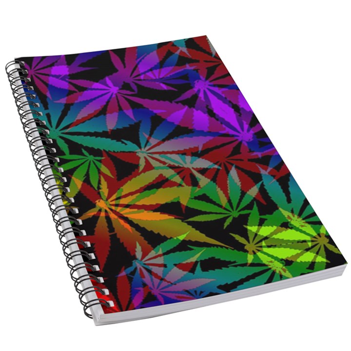 Ganja in rainbow colors, weed pattern, marihujana theme 5.5  x 8.5  Notebook