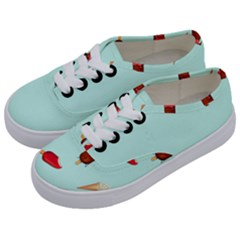 Ice Cream Pattern, Light Blue Background Kids  Classic Low Top Sneakers by Casemiro