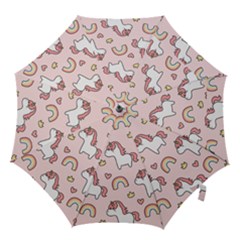Cute Unicorn Rainbow Seamless Pattern Background Hook Handle Umbrellas (small) by Vaneshart