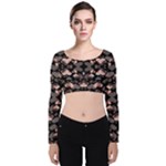 Shiny Hearts Velvet Long Sleeve Crop Top