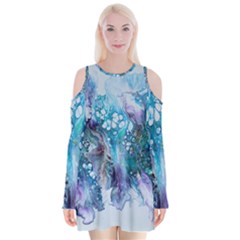 Sea Anemone  Velvet Long Sleeve Shoulder Cutout Dress