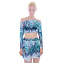 Sea Anemone  Off Shoulder Top With Mini Skirt Set