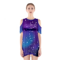 Realistic-night-sky-poster-with-constellations Shoulder Cutout One Piece Dress by Vaneshart