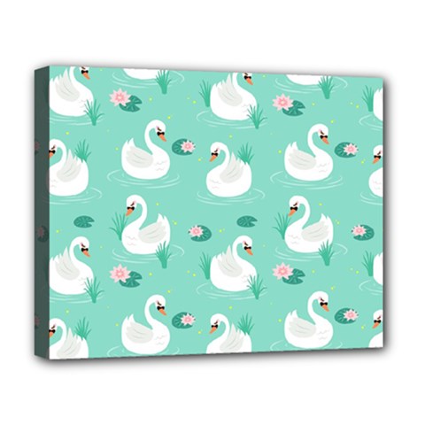 Elegant-swan-seamless-pattern Deluxe Canvas 20  X 16  (stretched) by Vaneshart