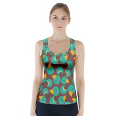 Vector-illustration-seamless-pattern-with-cartoon-duck Racer Back Sports Top by Vaneshart