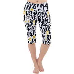 Letters-pattern Lightweight Velour Cropped Yoga Leggings by Vaneshart