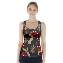 Christmas Pattern With Snowflakes Berries Racer Back Sports Top by Vaneshart