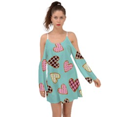 Seamless Pattern With Heart Shaped Cookies With Sugar Icing Kimono Sleeves Boho Dress by Vaneshart