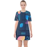Gradient geometric shapes dark background Sixties Short Sleeve Mini Dress