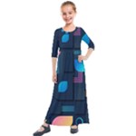 Gradient geometric shapes dark background Kids  Quarter Sleeve Maxi Dress