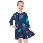 Gradient geometric shapes dark background Kids  Quarter Sleeve Shirt Dress