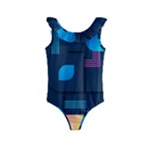 Gradient geometric shapes dark background Kids  Frill Swimsuit