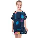 Gradient geometric shapes dark background Kids  One Piece Chiffon Dress