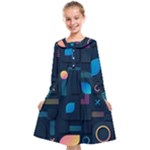 Gradient geometric shapes dark background Kids  Midi Sailor Dress