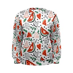 Seamless-vector-pattern-with-watermelons-mint Women s Sweatshirt by Vaneshart