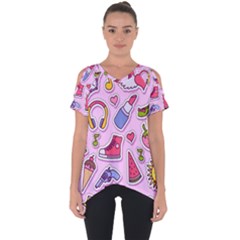 Fashion Patch Set Cut Out Side Drop Tee by Vaneshart